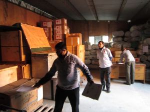 Het voorraadmagazijn in Kathmandu nadat het in een logistieke training opnieuw is ingericht.